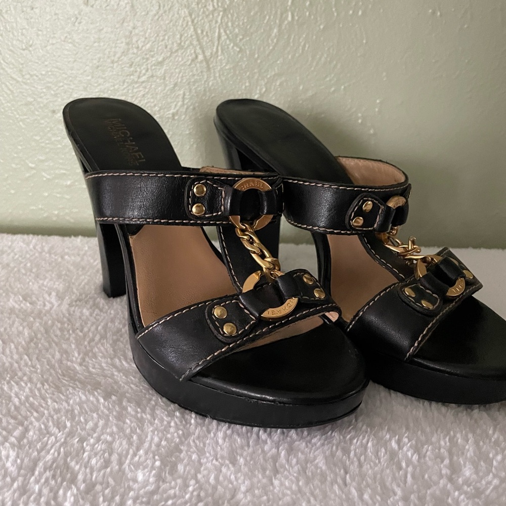 Michael Kors Black and Gold Stiletto Heels